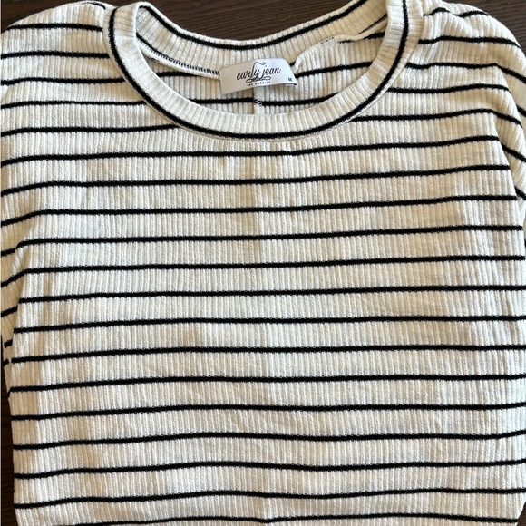 Carly Jean Los Angeles Tops - Carly Jean Los Angeles Black and White Striped Tunic